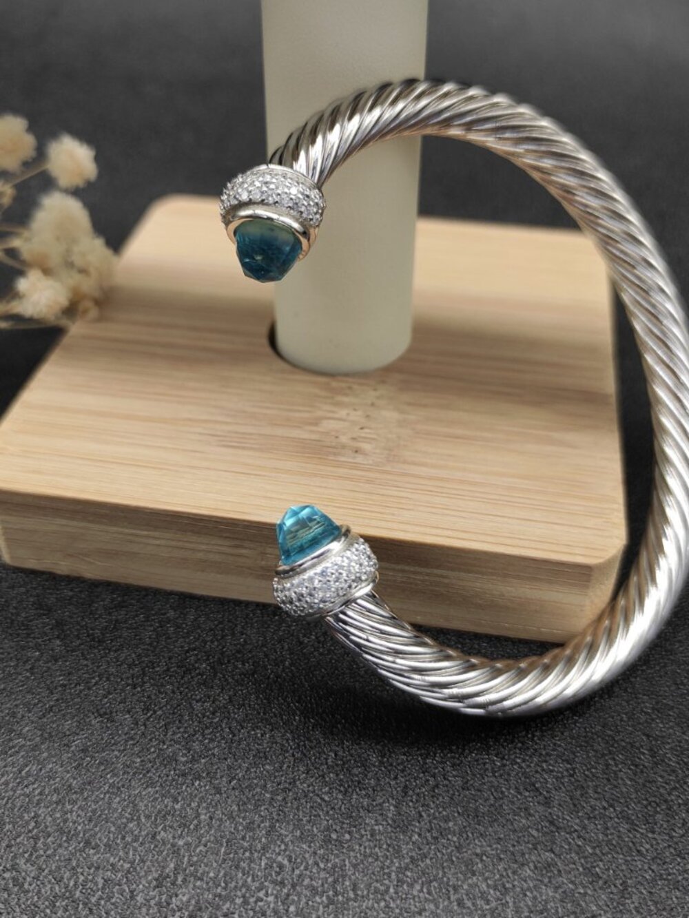 David Yurman 7mm full-diamond blue diamond bracelet - Picture 4 of 7
